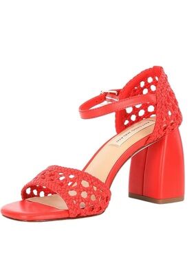 Antonio Melani Gretel Red Woven Heels Ankle Buckle NWOB Size 10M